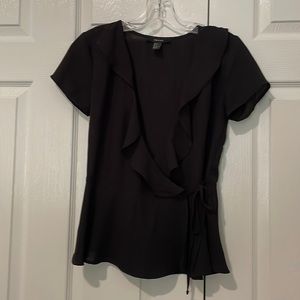 Forever 21 Low Cut Sheer Black Top